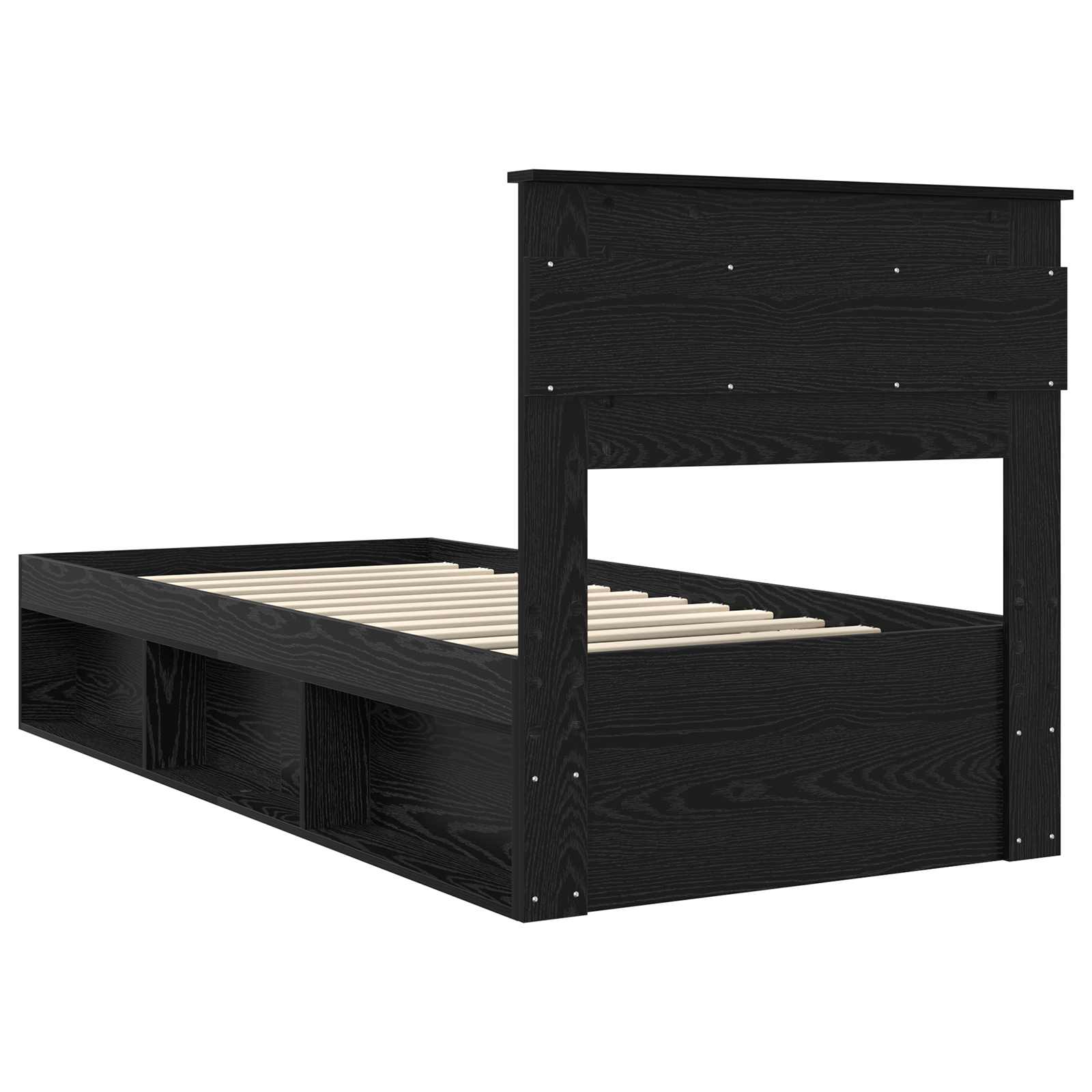 Bettrahmen Uni Schwarz 100 x 200 cm Massives Kiefernholz