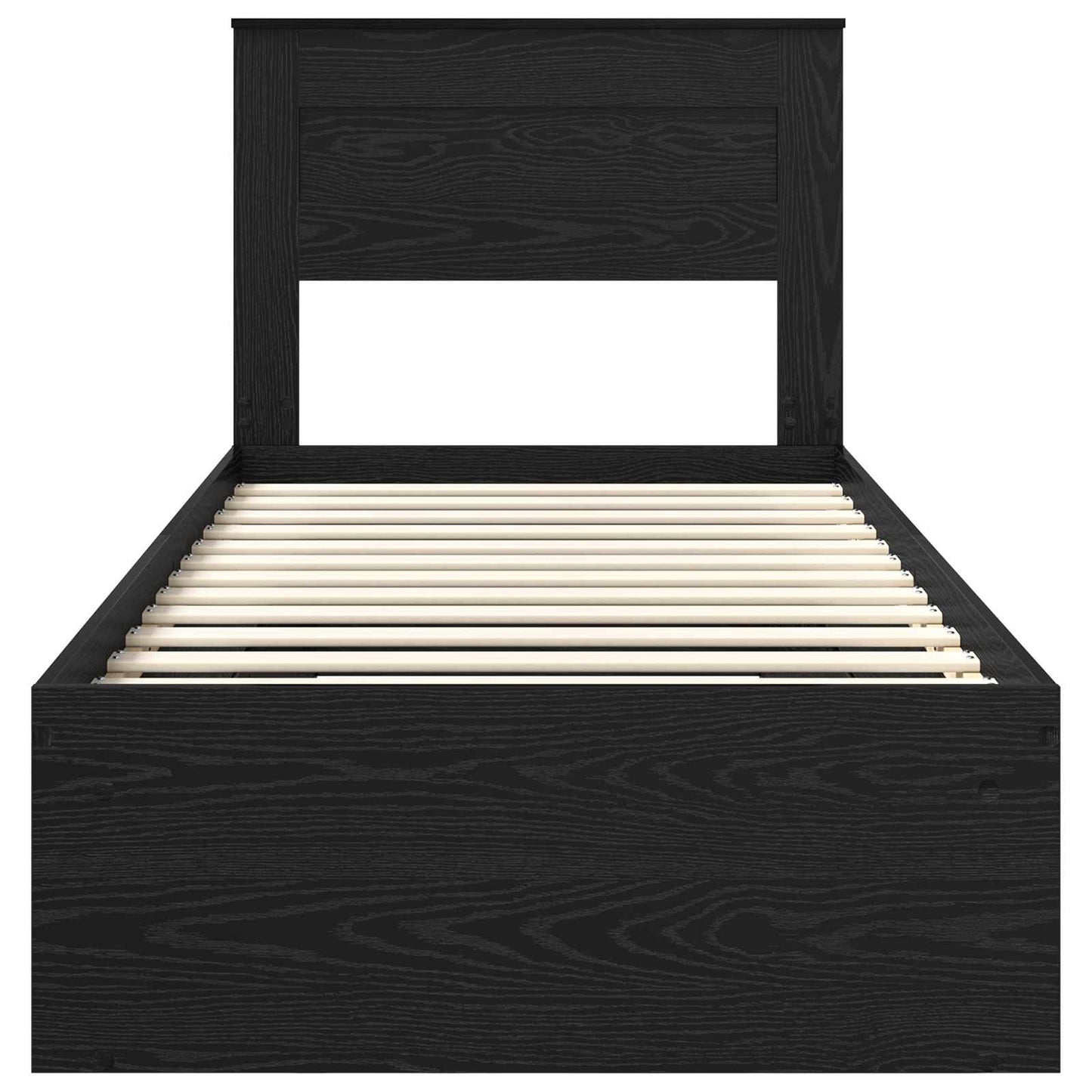 Bettrahmen Uni Schwarz 100 x 200 cm Massives Kiefernholz