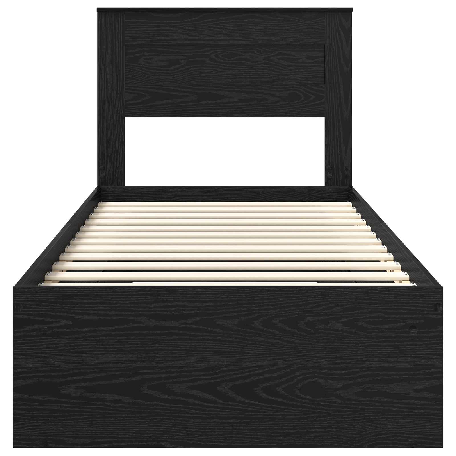 Bettrahmen Uni Schwarz 100 x 200 cm Massives Kiefernholz