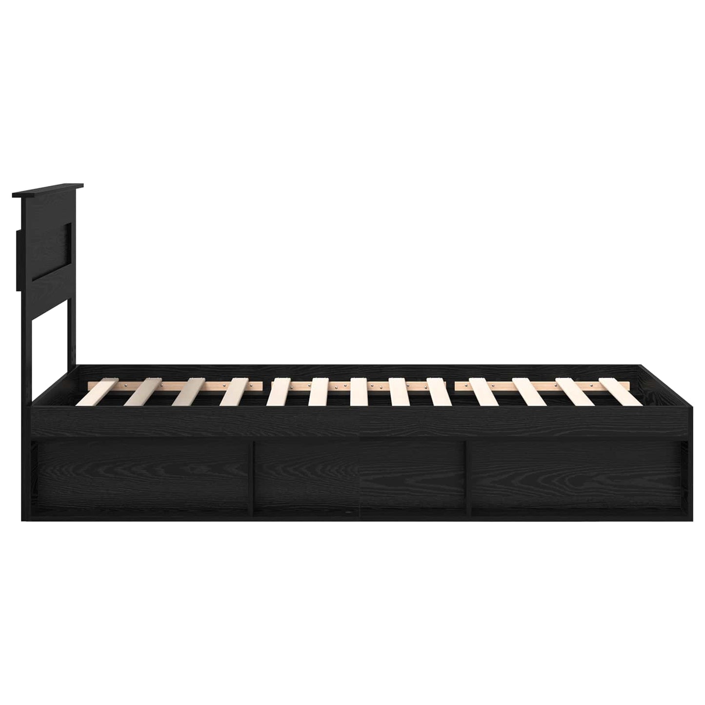 Bettrahmen Uni Schwarz 100 x 200 cm Massives Kiefernholz