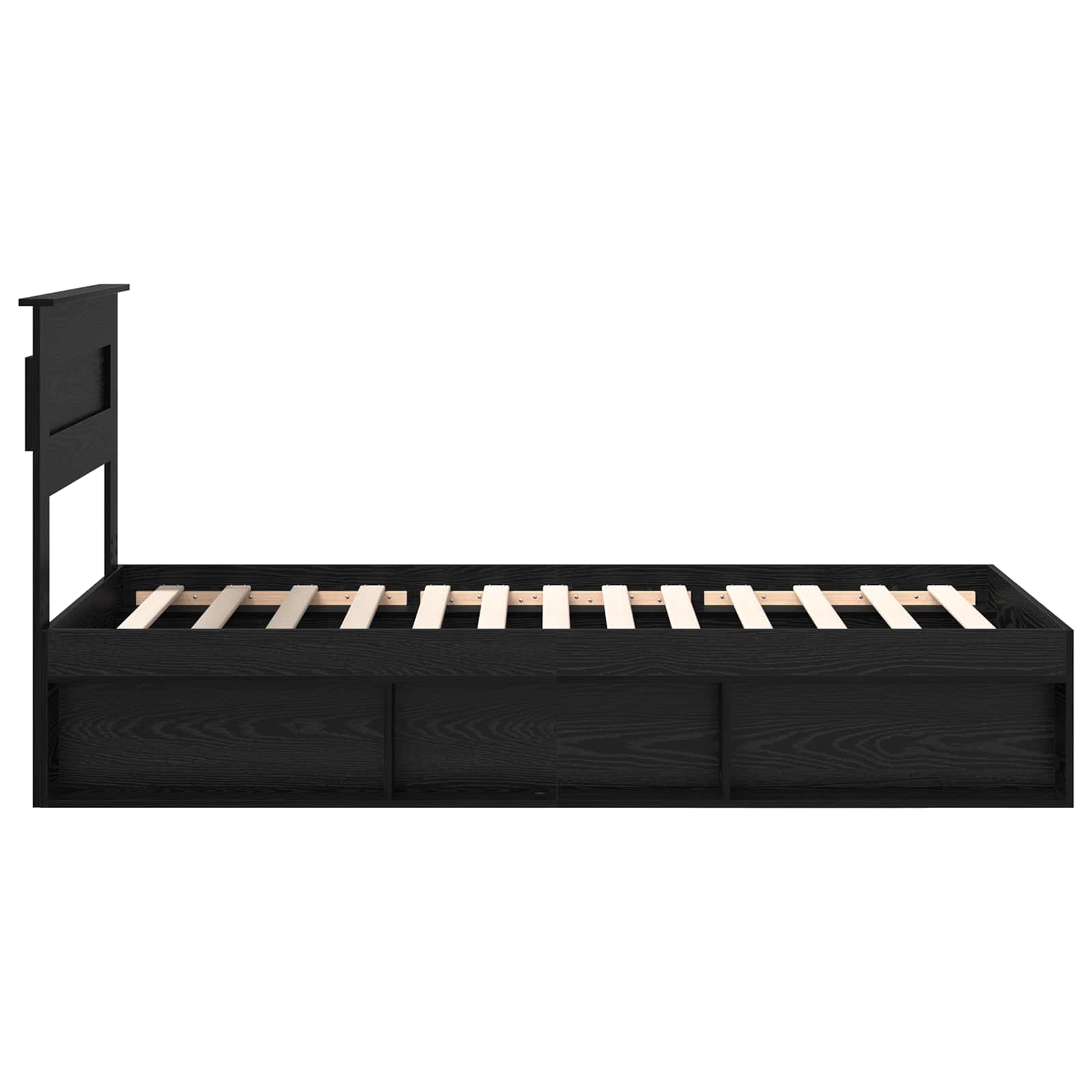 Bettrahmen Uni Schwarz 100 x 200 cm Massives Kiefernholz