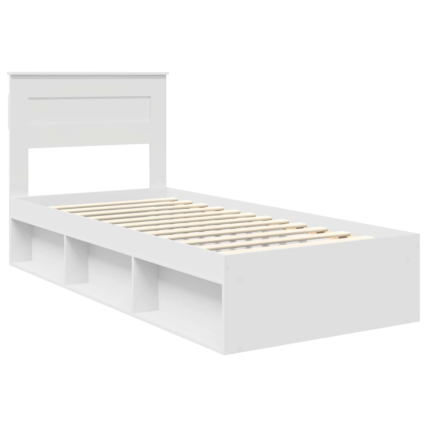 Bettrahmen Uni Weiß 75 x 190 cm Massives Kiefernholz
