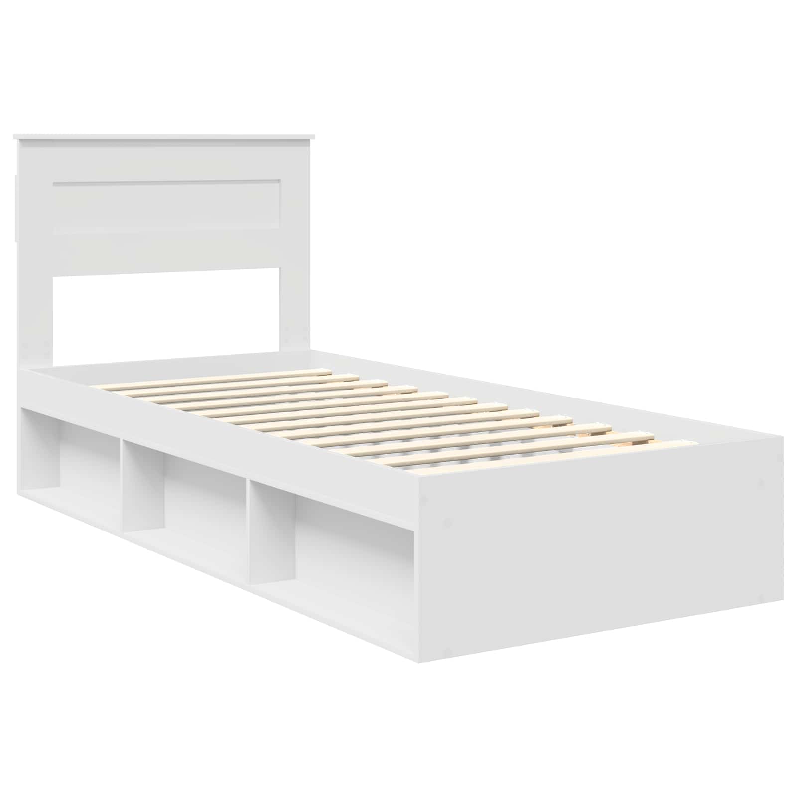 Bettrahmen Uni Weiß 75 x 190 cm Massives Kiefernholz