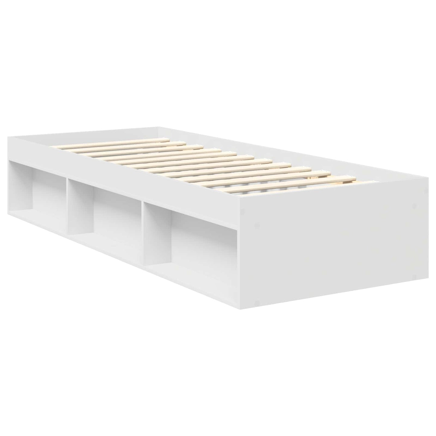 Bettrahmen Uni Weiß 75 x 190 cm Massives Kiefernholz