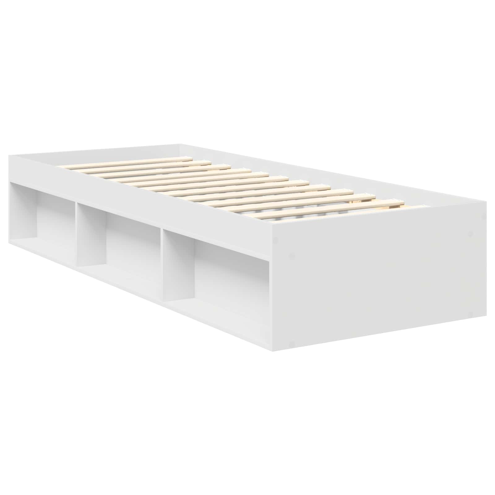 Bettrahmen Uni Weiß 75 x 190 cm Massives Kiefernholz