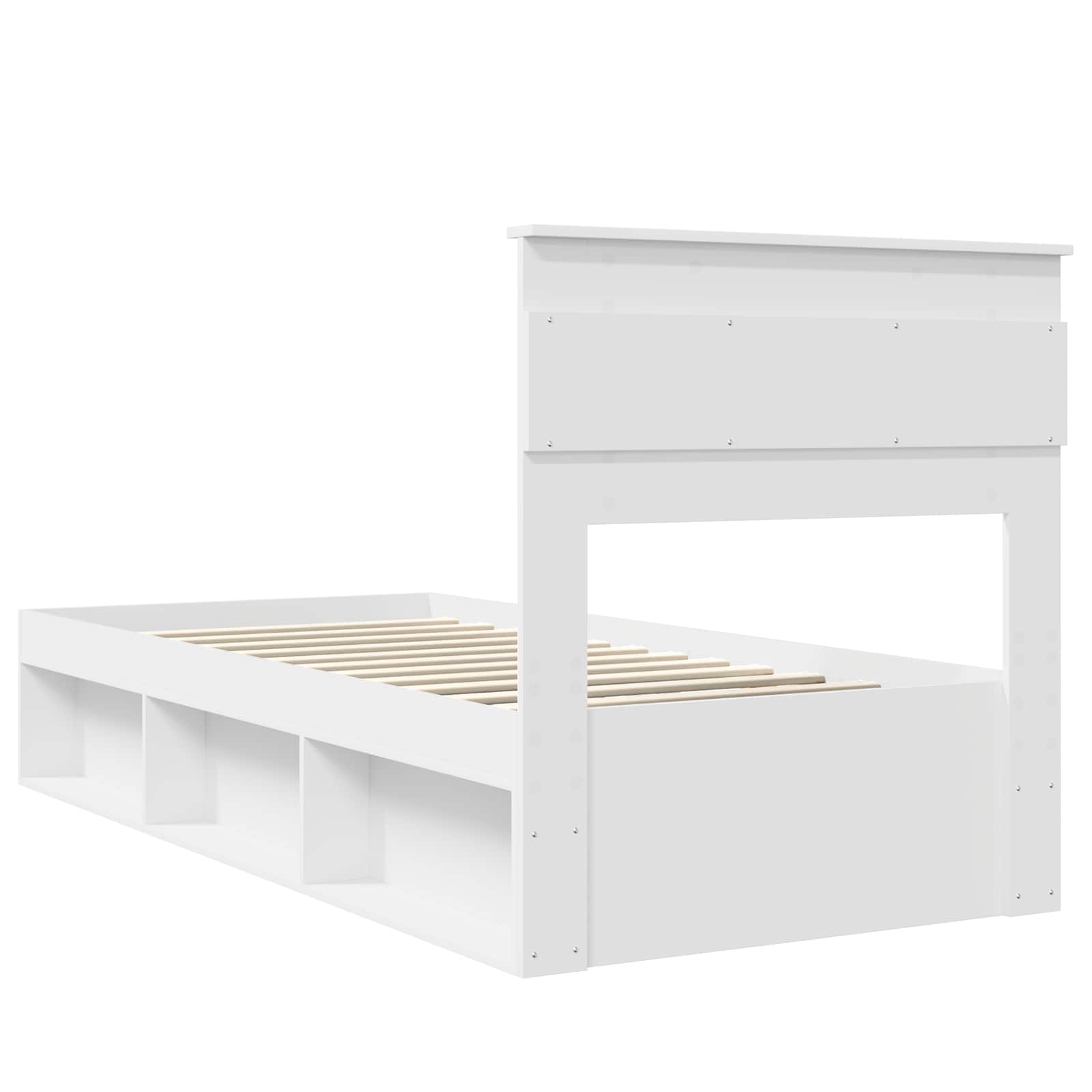 Bettrahmen Uni Weiß 75 x 190 cm Massives Kiefernholz