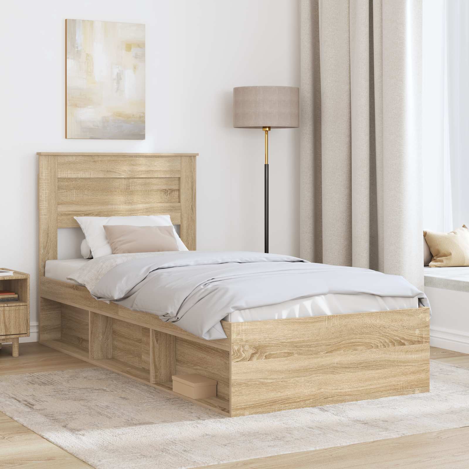 Bettrahmen Sonoma-Eiche 75 x 190 cm Massives Kiefernholz