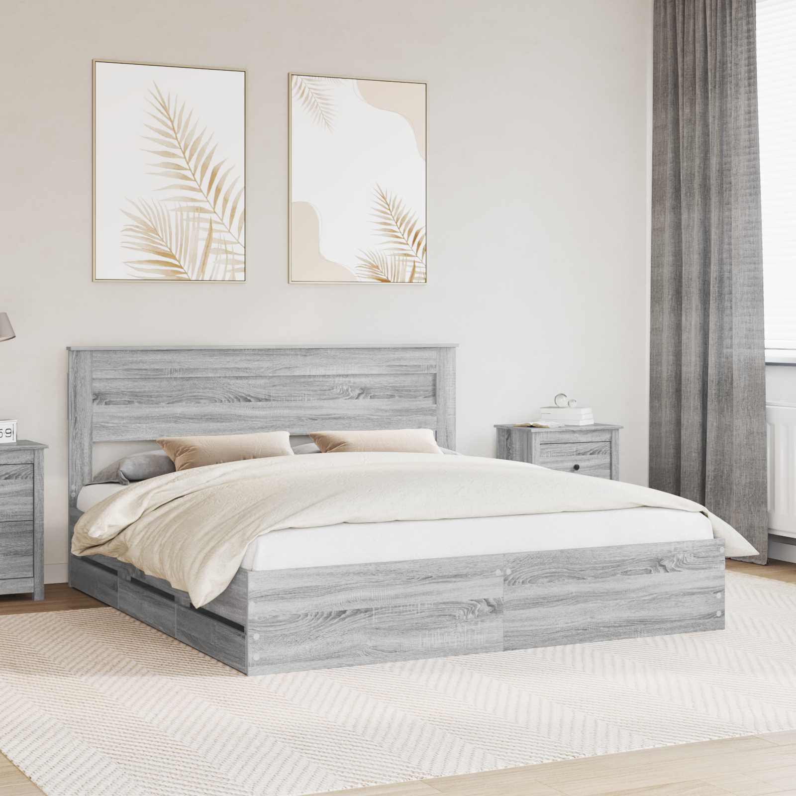 Bettrahmen Graues Sonoma 180 x 200 cm Ingenieurs Holz