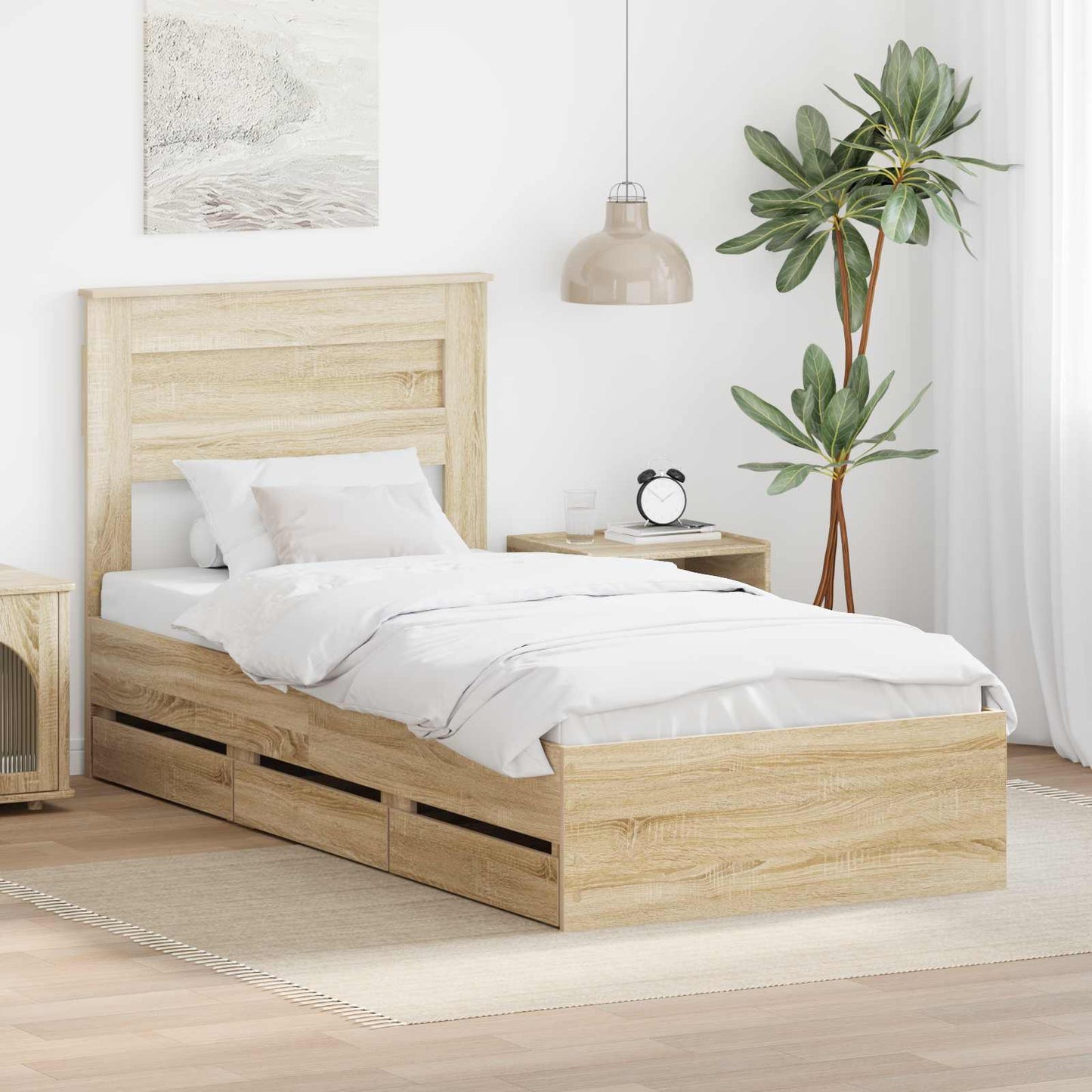 Bettrahmen Sonoma-Eiche 100 x 200 cm Ingenieurs Holz