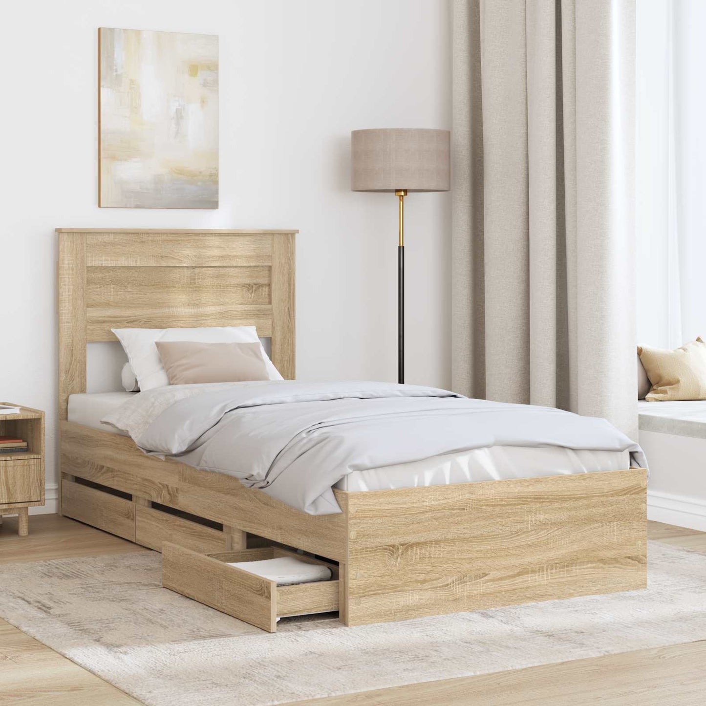 Bettrahmen Sonoma-Eiche 100 x 200 cm Ingenieurs Holz
