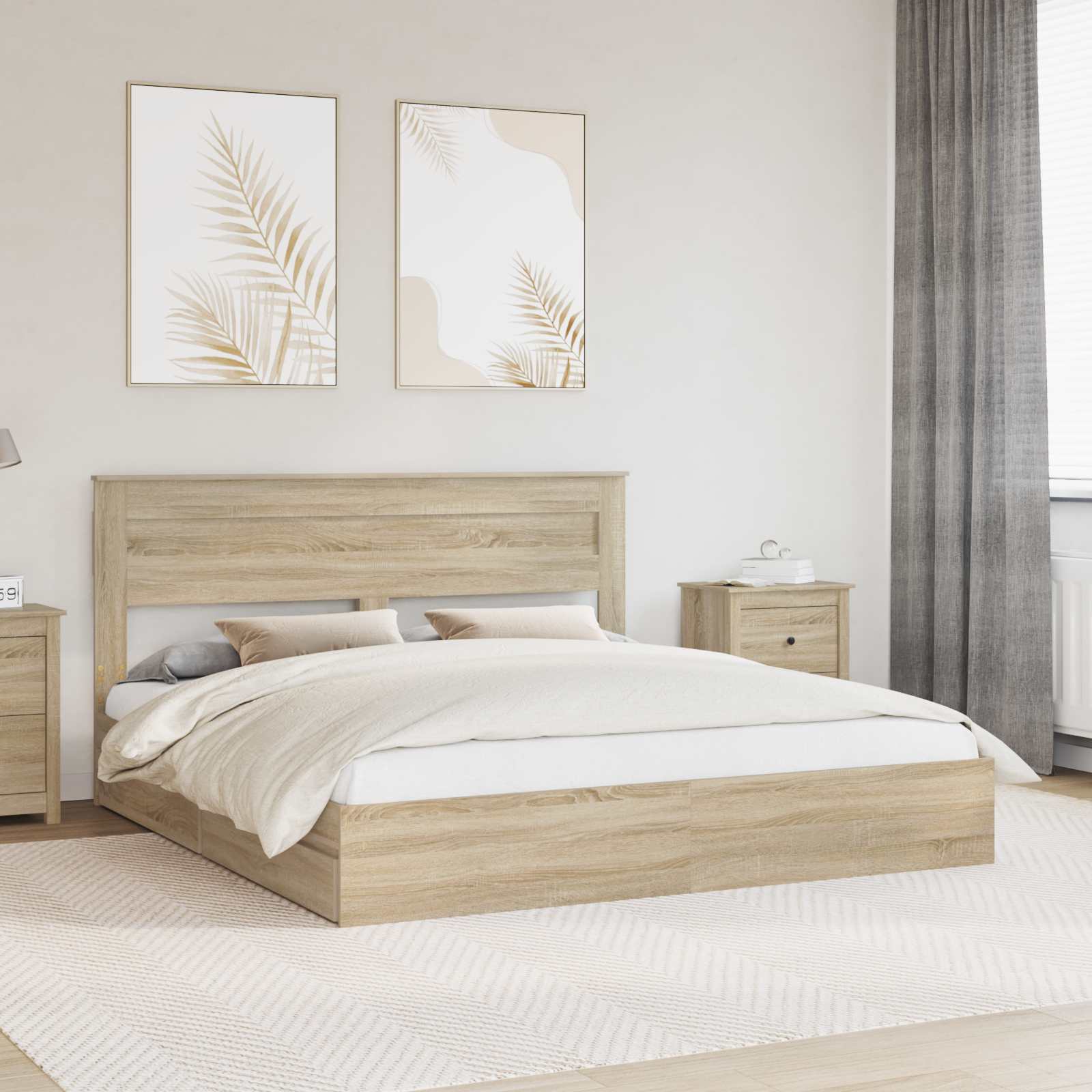 Aufbewahrungsbett Sonoma-Eiche 180 x 200 cm Holzwerkstoff