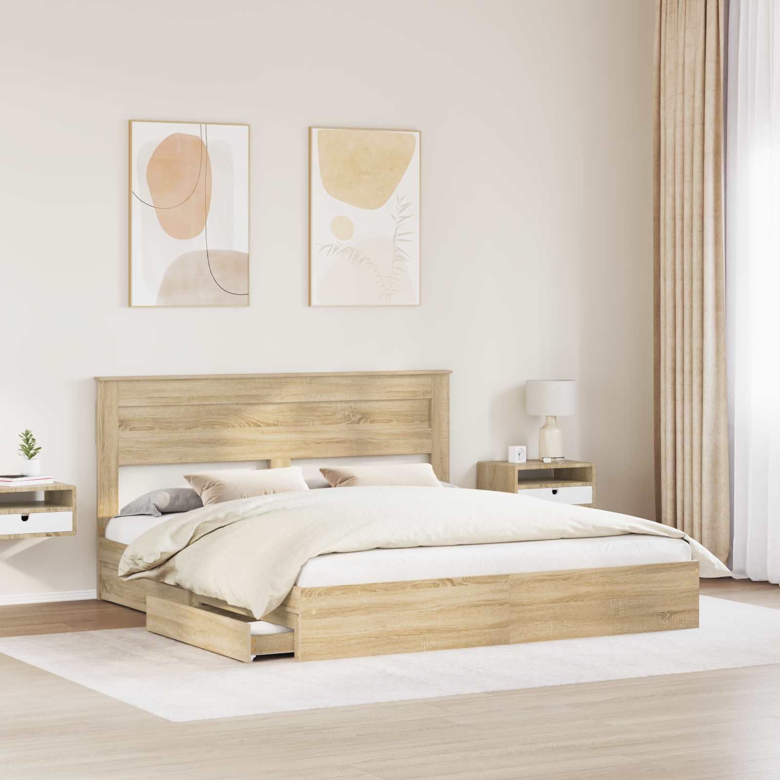 Aufbewahrungsbett Sonoma-Eiche 180 x 200 cm Holzwerkstoff