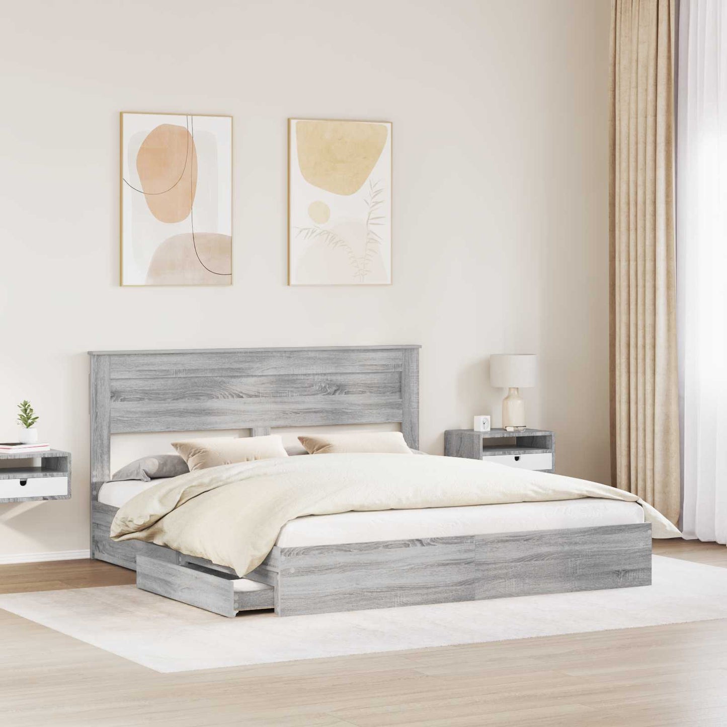 Aufbewahrungsbett Graues Sonoma 180 x 200 cm Holzwerkstoff