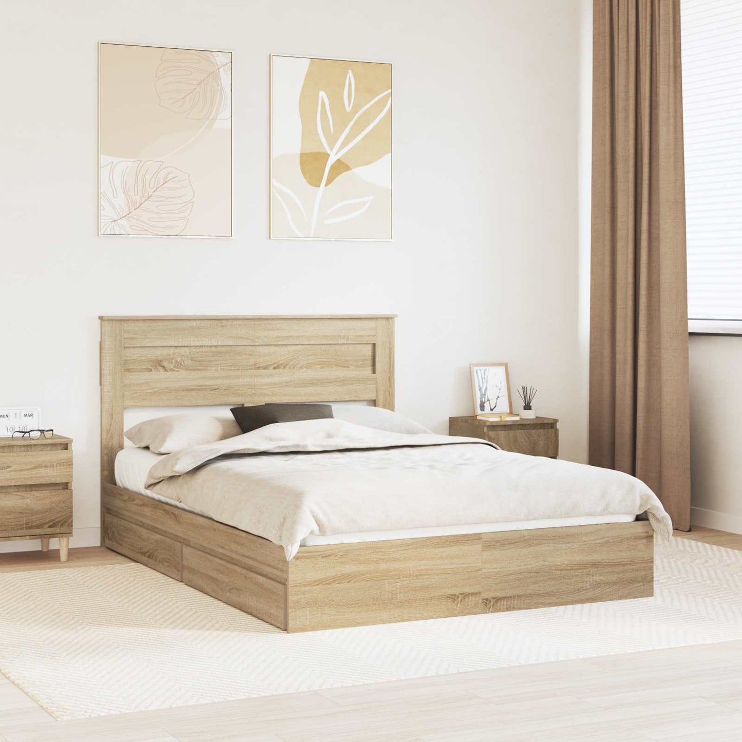 Aufbewahrungsbett Sonoma-Eiche 160 x 200 cm Holzwerkstoff