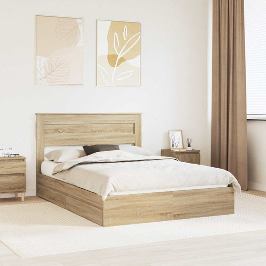 Aufbewahrungsbett Sonoma-Eiche 160 x 200 cm Holzwerkstoff