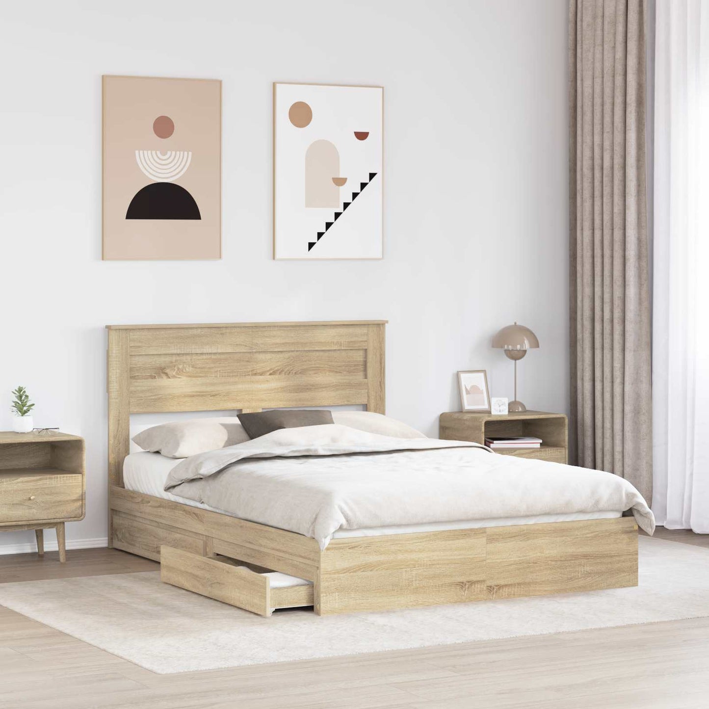 Aufbewahrungsbett Sonoma-Eiche 160 x 200 cm Holzwerkstoff