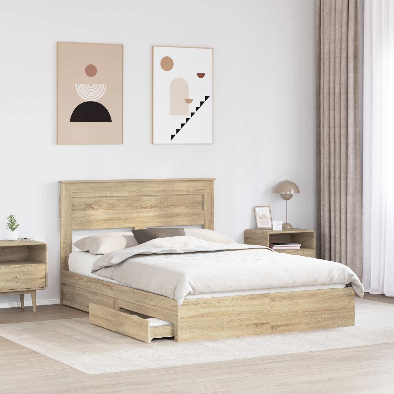 Aufbewahrungsbett Sonoma-Eiche 160 x 200 cm Holzwerkstoff