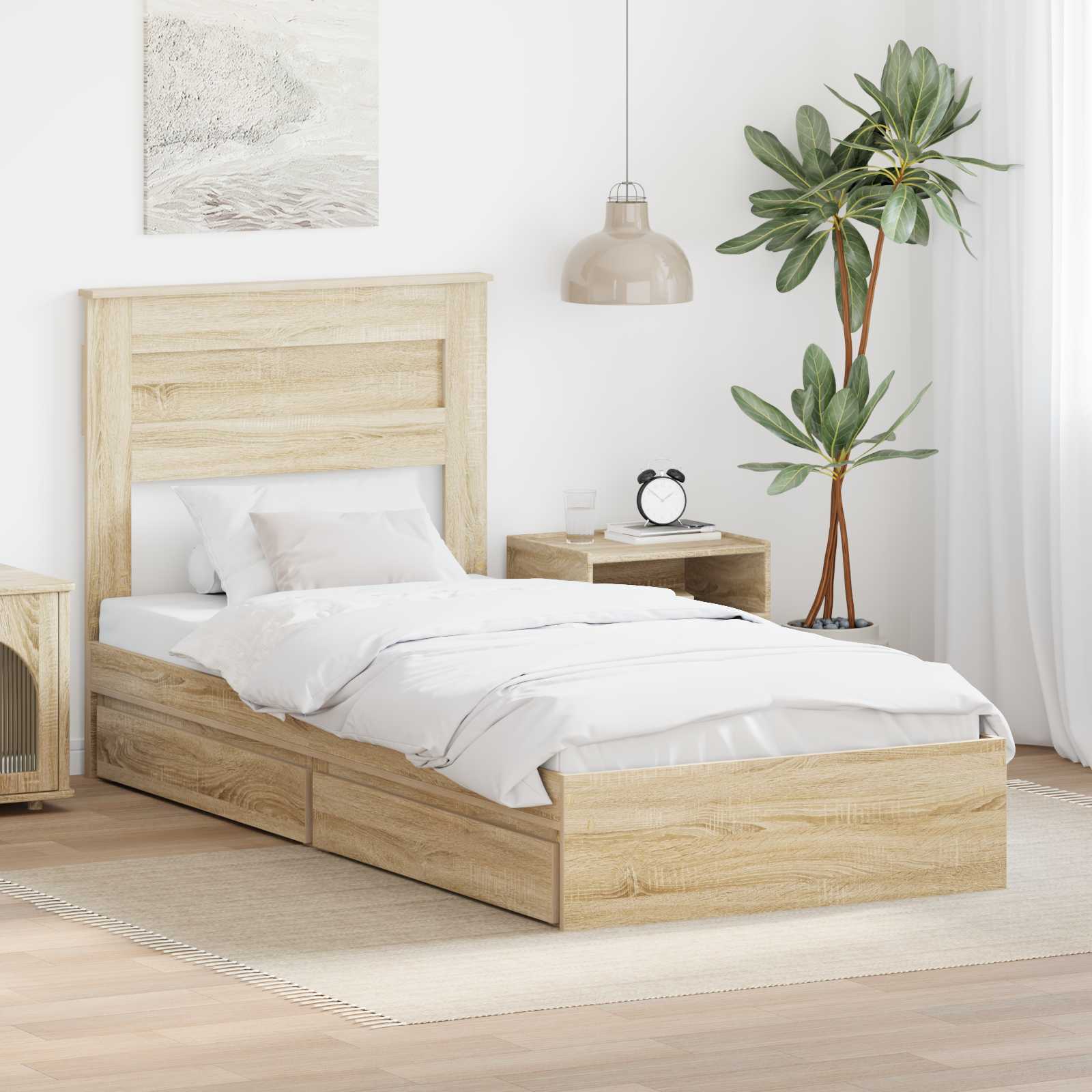 Aufbewahrungsbett Sonoma-Eiche 75 x 190 cm Holzwerkstoff