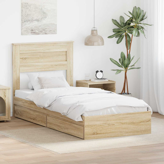 Aufbewahrungsbett Sonoma-Eiche 75 x 190 cm Holzwerkstoff