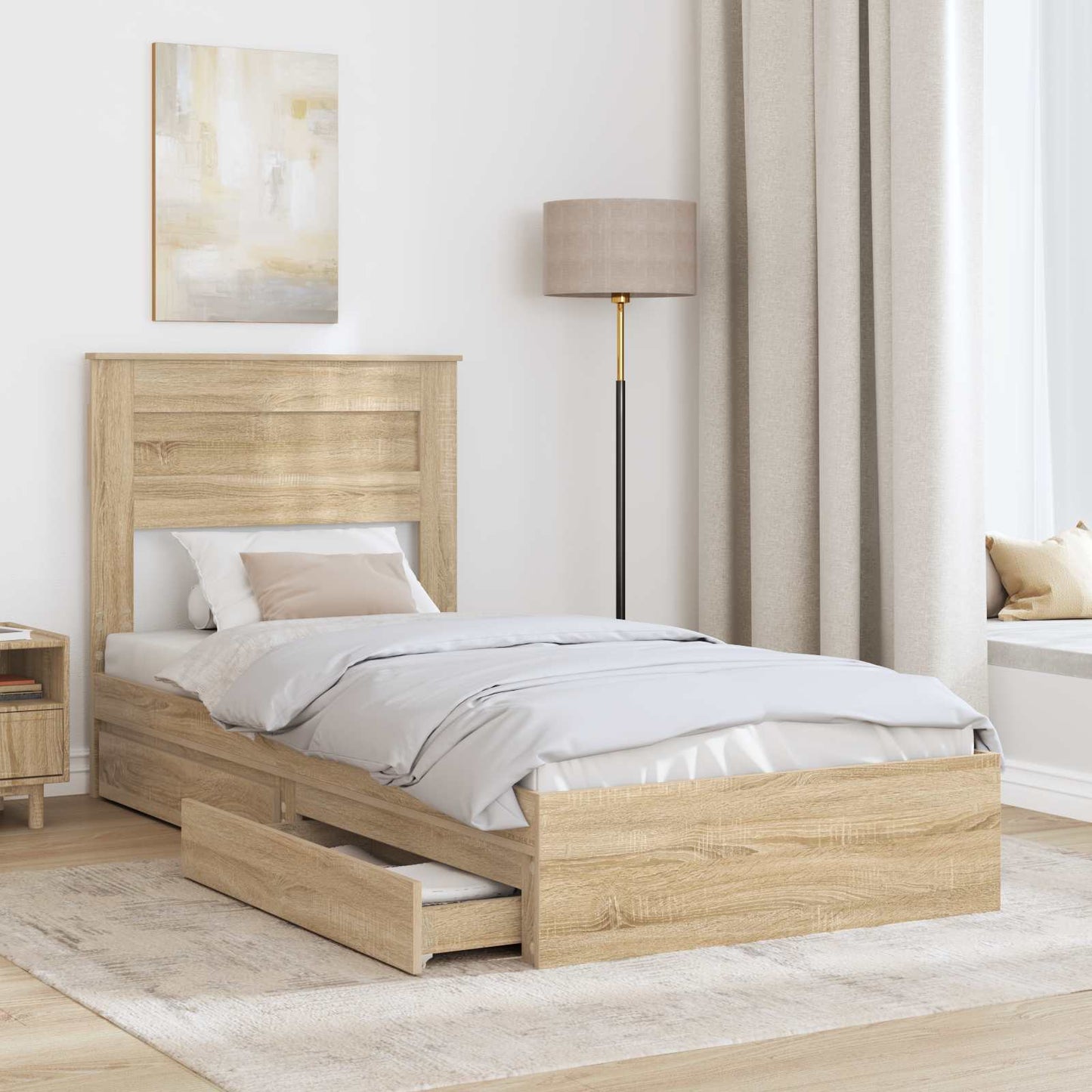 Aufbewahrungsbett Sonoma-Eiche 75 x 190 cm Holzwerkstoff