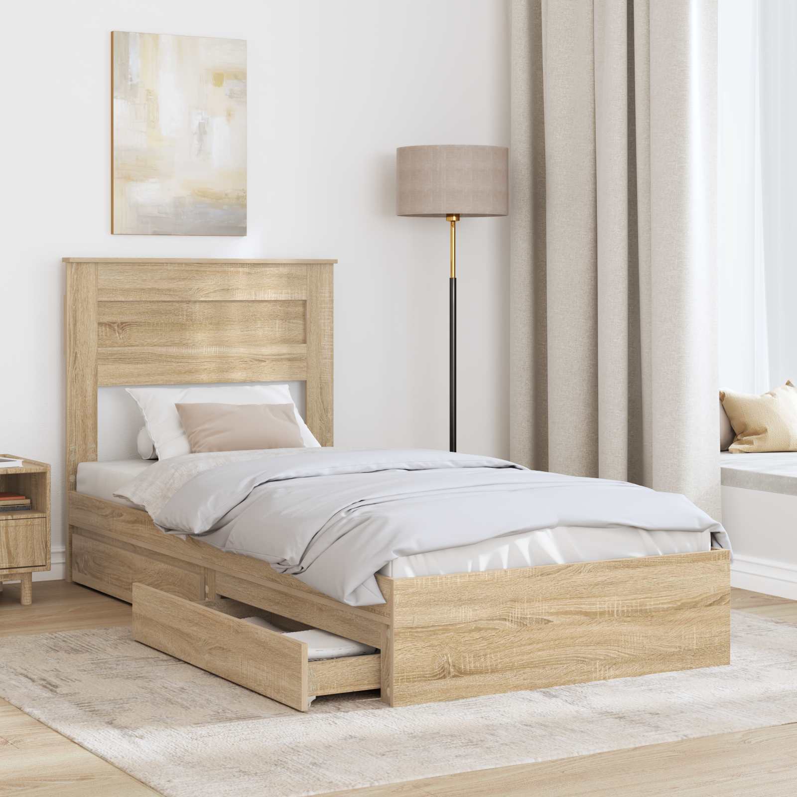 Aufbewahrungsbett Sonoma-Eiche 75 x 190 cm Holzwerkstoff