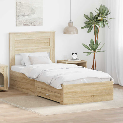 Bettrahmen Sonoma Eiche und Silber 75 x 190 cm Holzwerkstoff