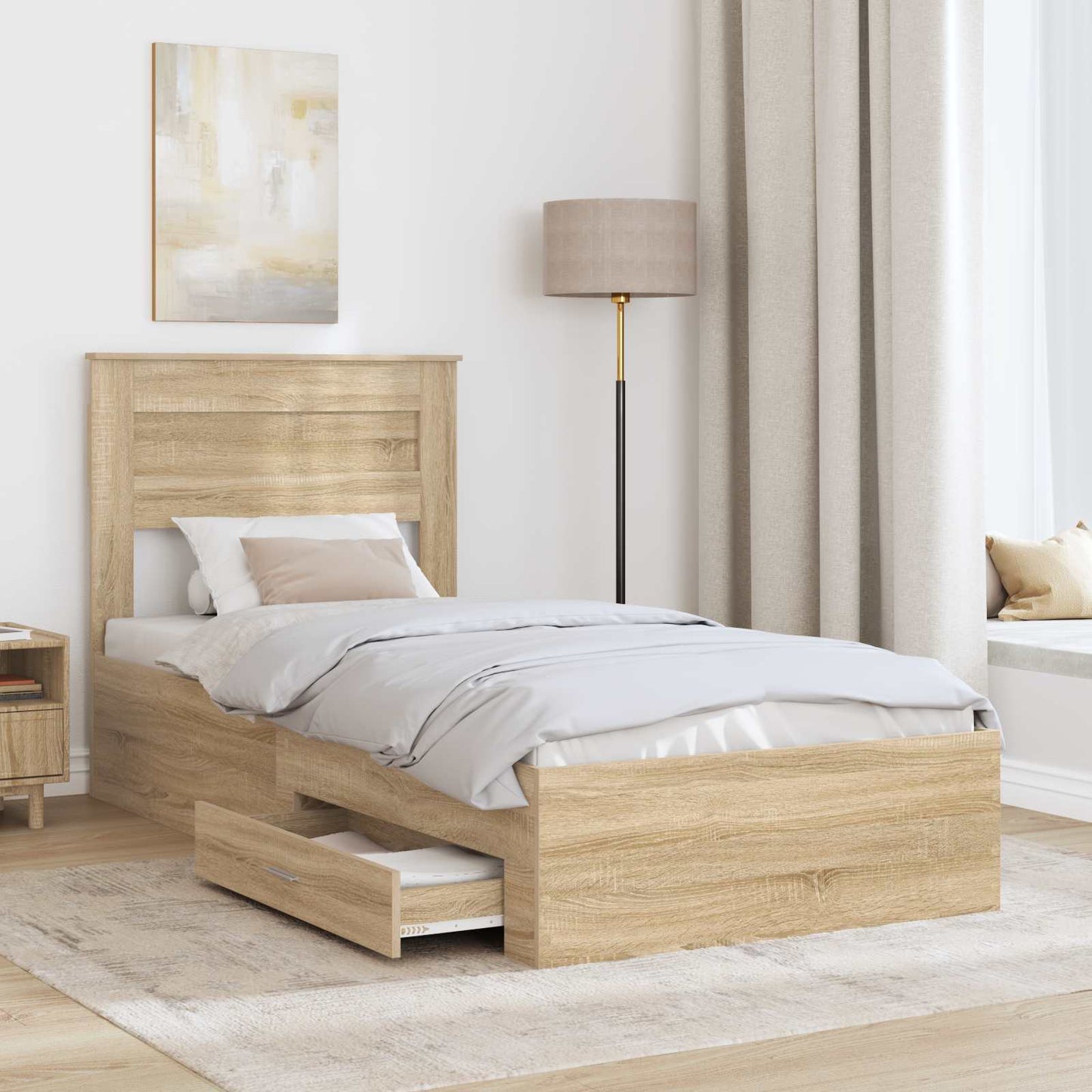 Bettrahmen Sonoma Eiche und Silber 75 x 190 cm Holzwerkstoff