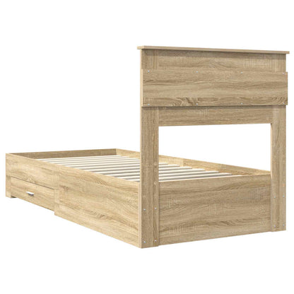 Bettrahmen Sonoma Eiche und Silber 75 x 190 cm Holzwerkstoff