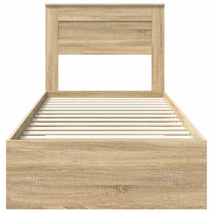 Bettrahmen Sonoma Eiche und Silber 75 x 190 cm Holzwerkstoff