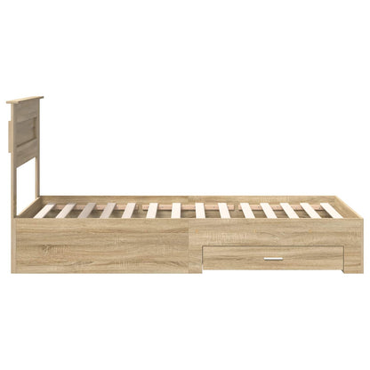 Bettrahmen Sonoma Eiche und Silber 75 x 190 cm Holzwerkstoff