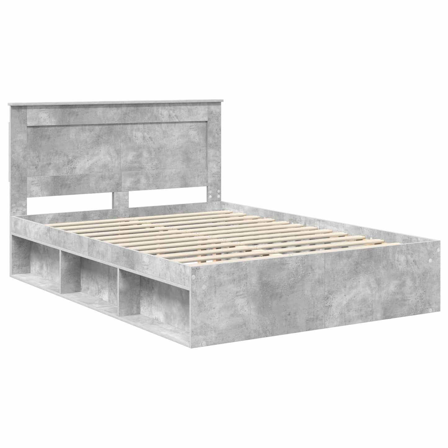 Bettrahmen mit Kopfteil Beton 160 x 200 cm Massives Kiefernholz
