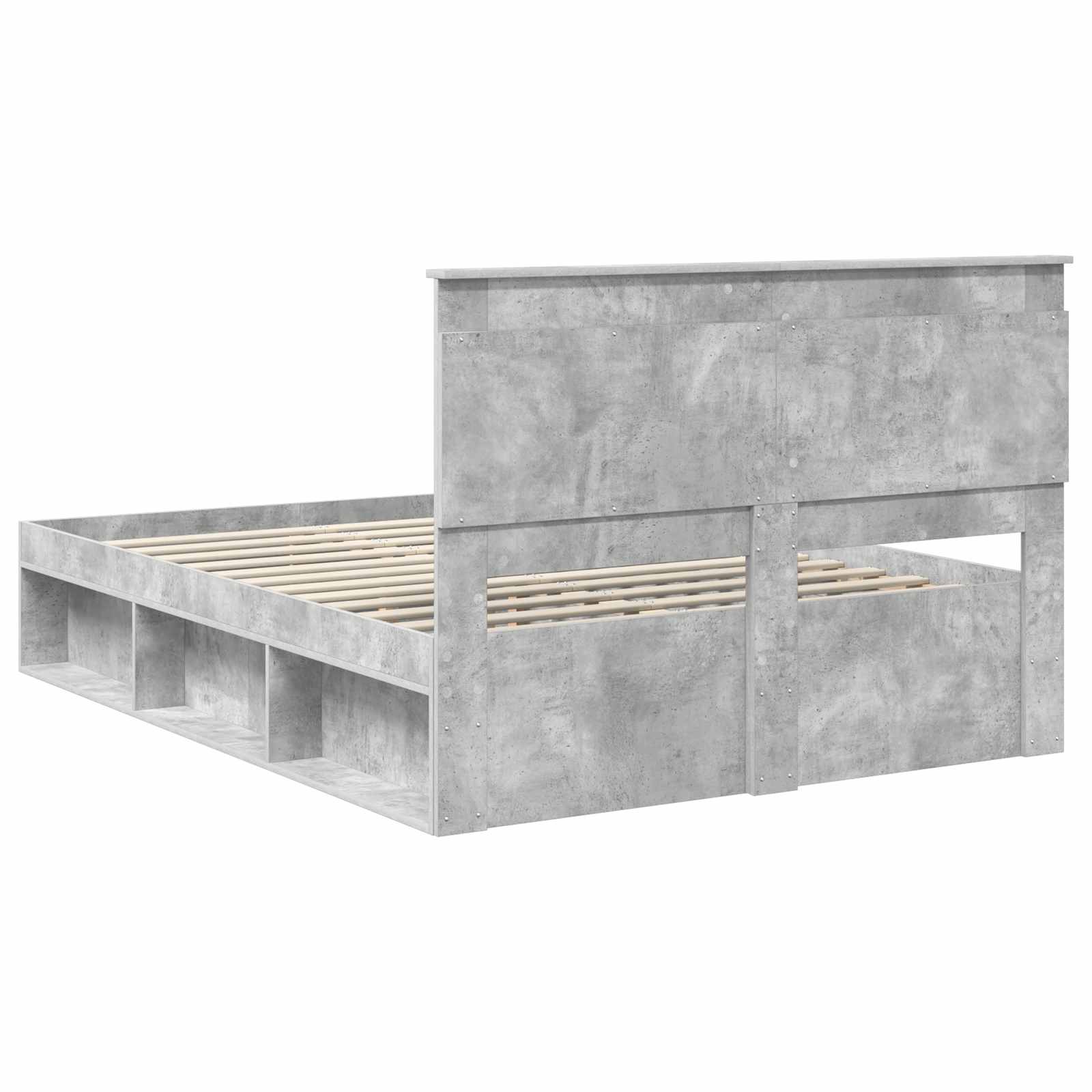 Bettrahmen mit Kopfteil Beton 160 x 200 cm Massives Kiefernholz