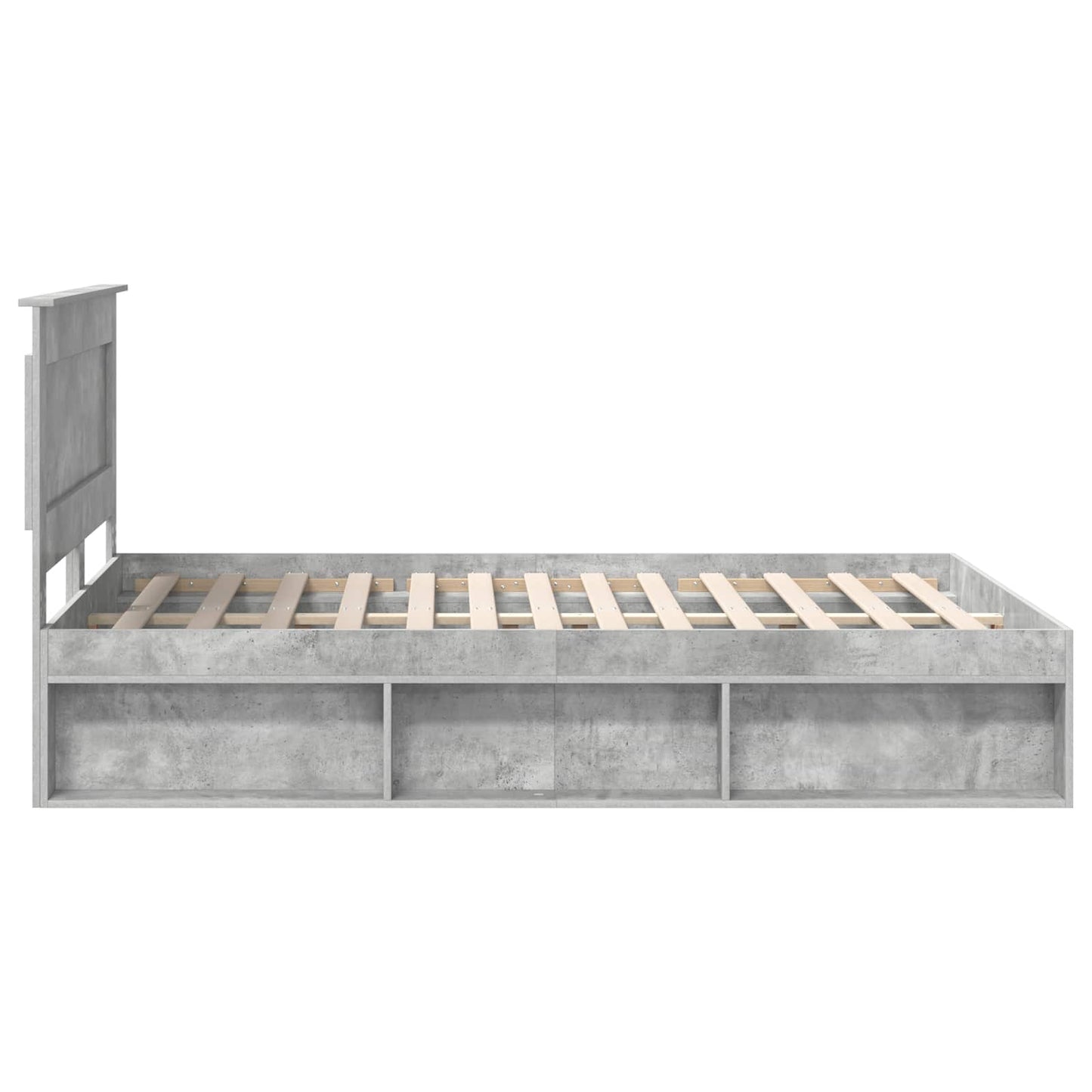 Bettrahmen mit Kopfteil Beton 160 x 200 cm Massives Kiefernholz