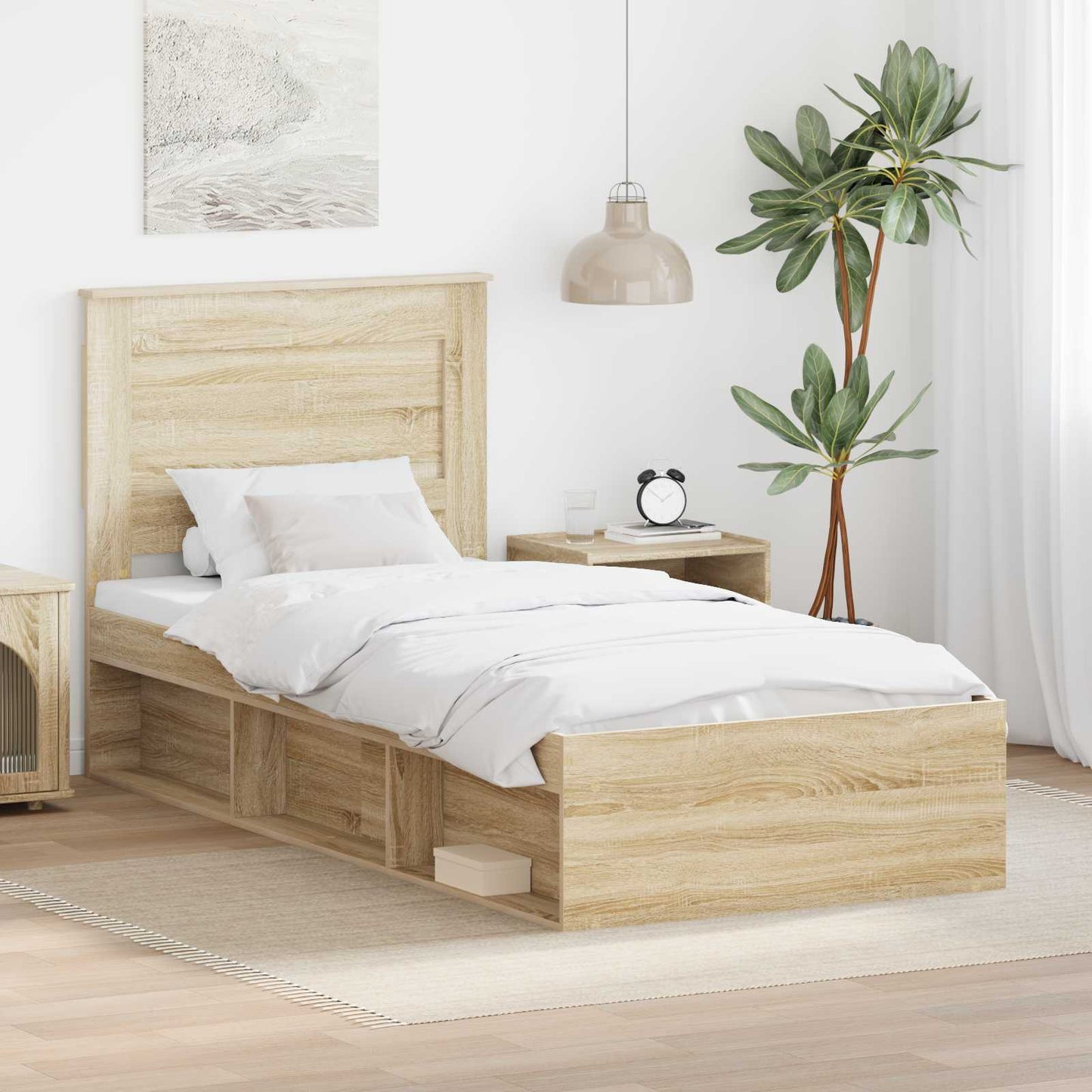 Bettrahmen Sonoma-Eiche 75 x 190 cm Massives Kiefernholz