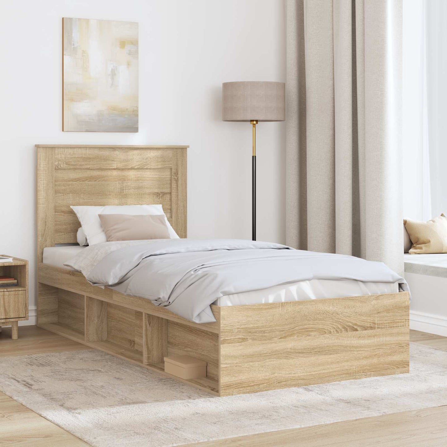 Bettrahmen Sonoma-Eiche 75 x 190 cm Massives Kiefernholz