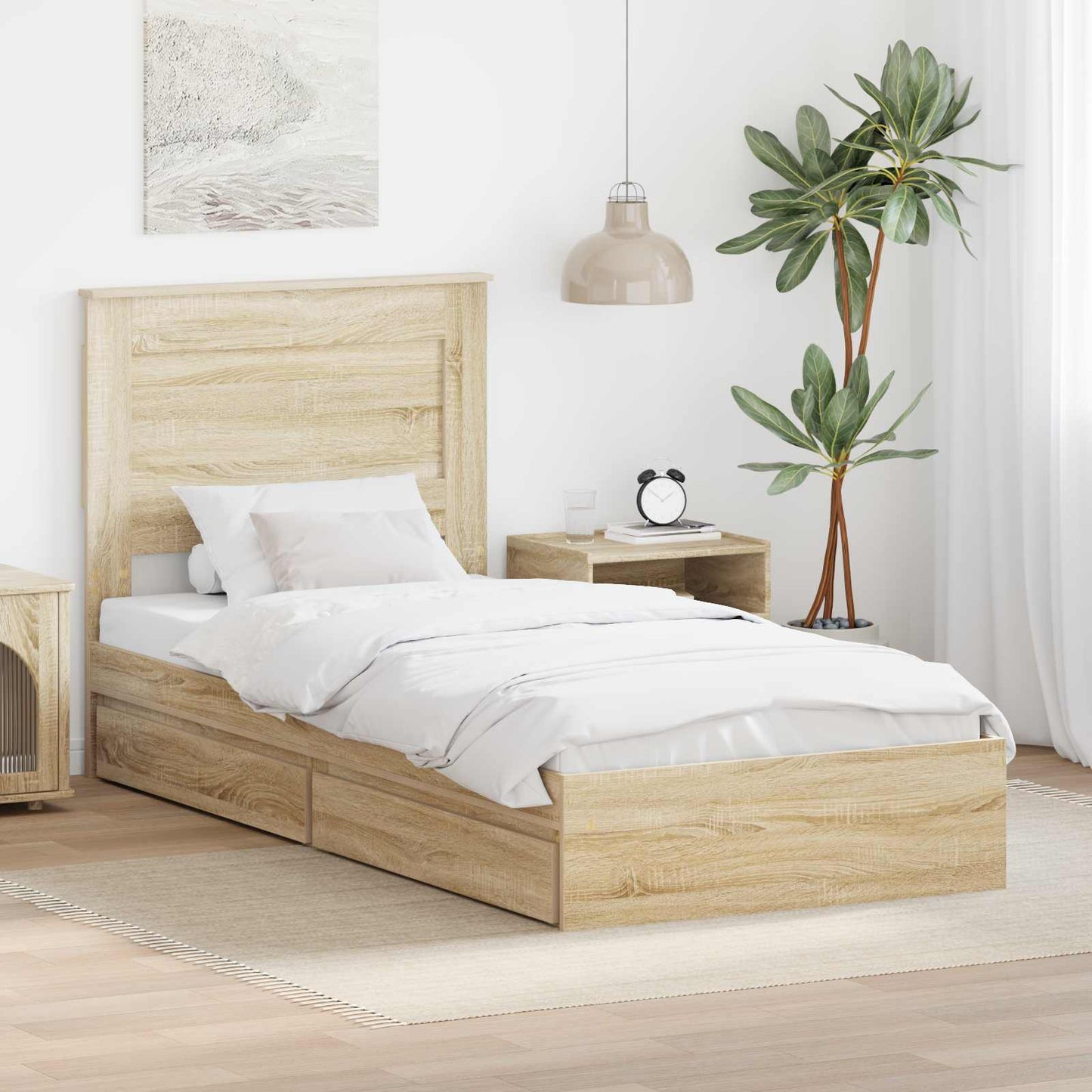 Aufbewahrungsbett Sonoma-Eiche 75 x 190 cm Holzwerkstoff