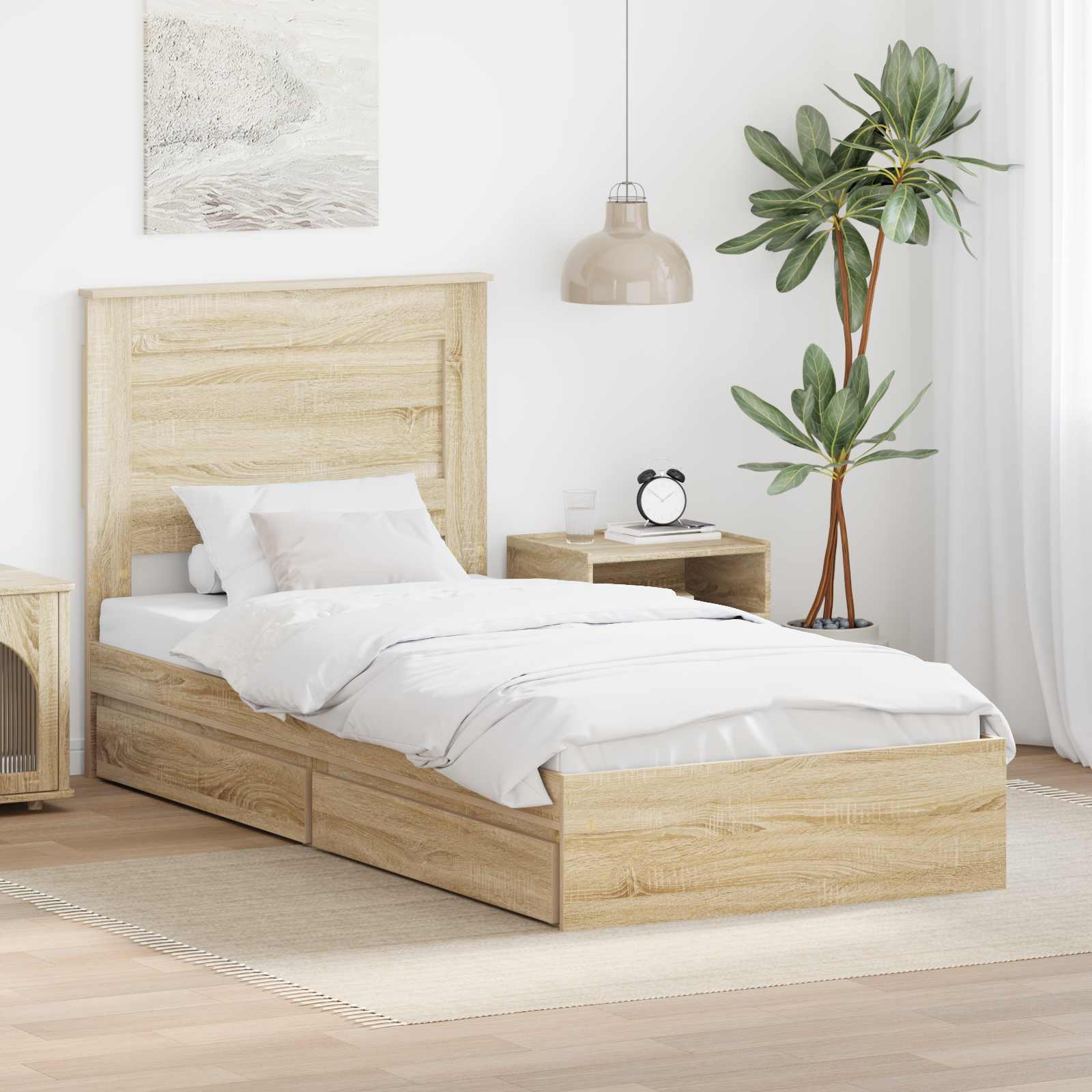 Aufbewahrungsbett Sonoma-Eiche 75 x 190 cm Holzwerkstoff