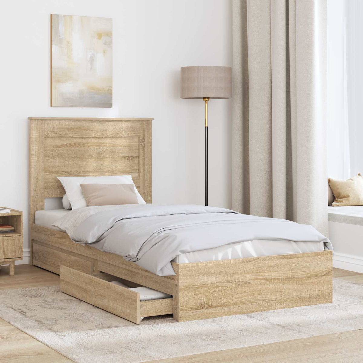 Aufbewahrungsbett Sonoma-Eiche 75 x 190 cm Holzwerkstoff