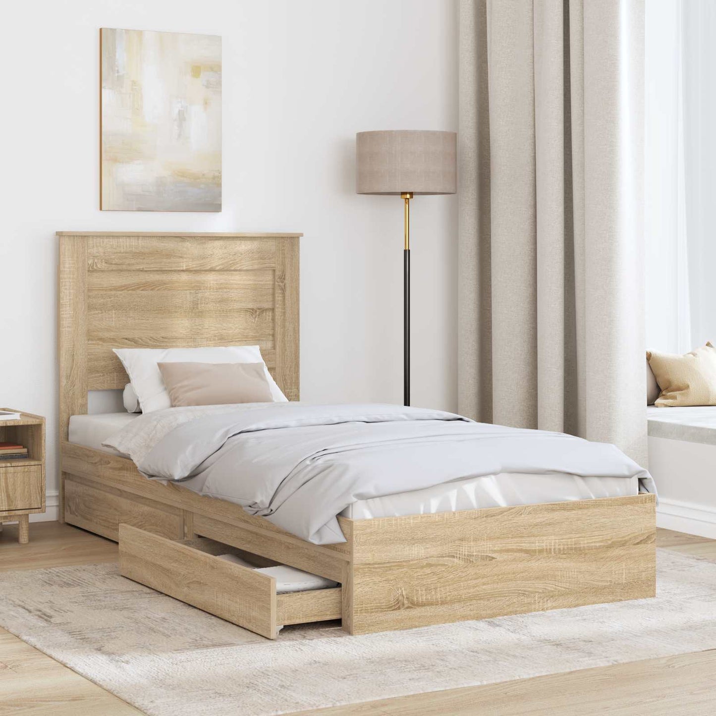 Aufbewahrungsbett Sonoma-Eiche 75 x 190 cm Holzwerkstoff