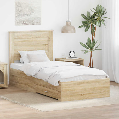 Bettrahmen Sonoma Eiche und Silber 75 x 190 cm Holzwerkstoff