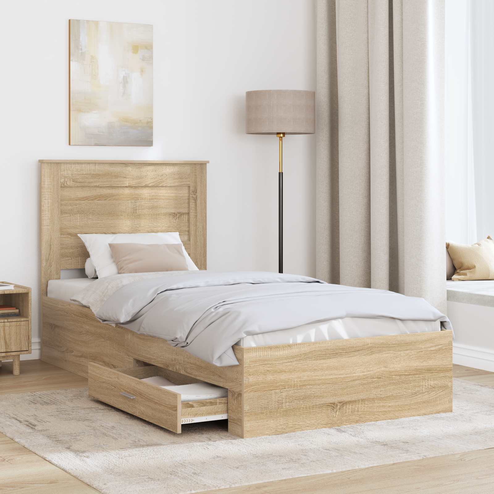 Bettrahmen Sonoma Eiche und Silber 75 x 190 cm Holzwerkstoff