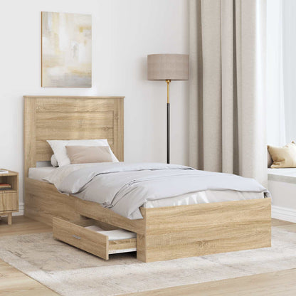 Bettrahmen Sonoma Eiche und Silber 75 x 190 cm Holzwerkstoff