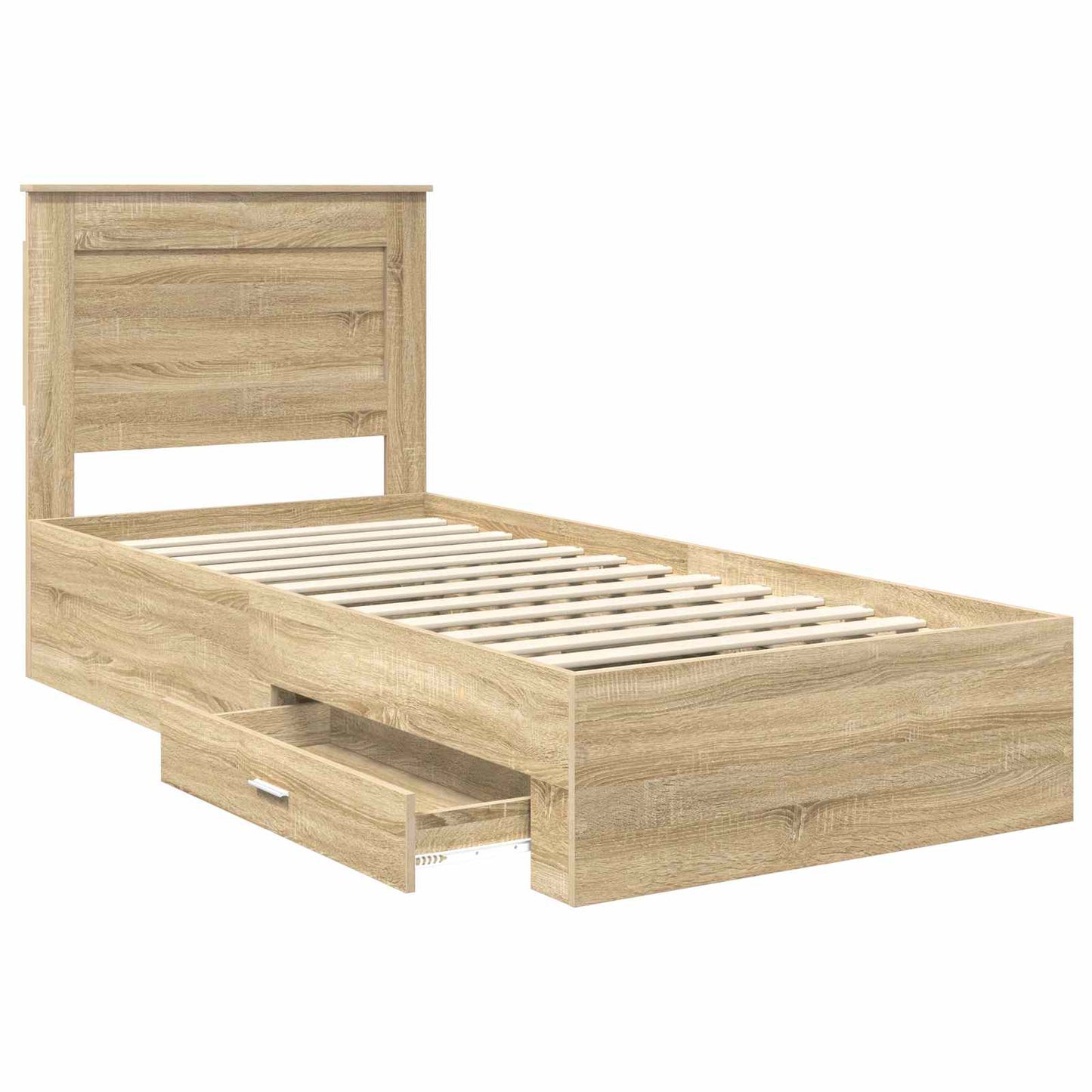 Bettrahmen Sonoma Eiche und Silber 75 x 190 cm Holzwerkstoff