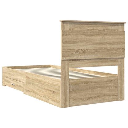 Bettrahmen Sonoma Eiche und Silber 75 x 190 cm Holzwerkstoff