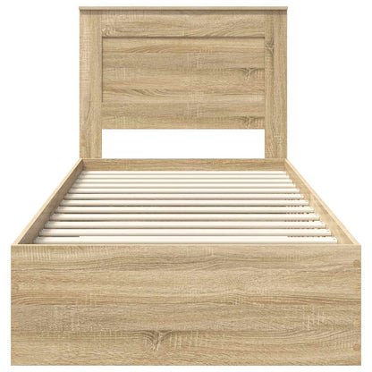 Bettrahmen Sonoma Eiche und Silber 75 x 190 cm Holzwerkstoff