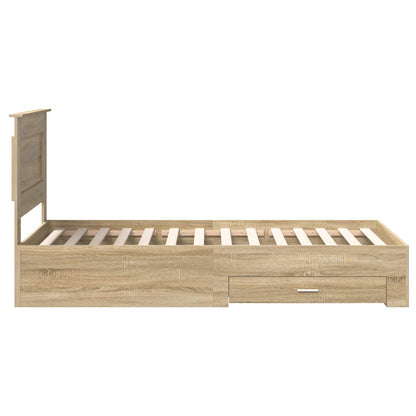 Bettrahmen Sonoma Eiche und Silber 75 x 190 cm Holzwerkstoff
