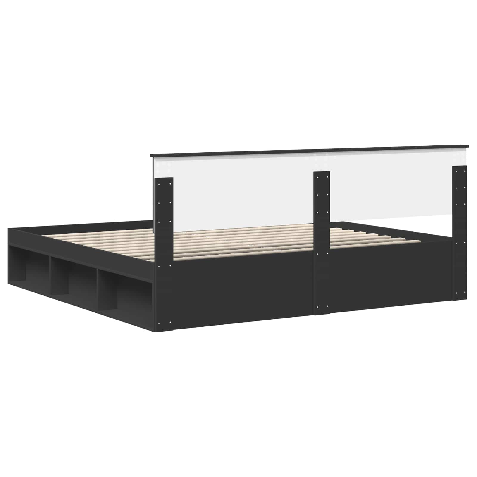 Bettrahmen Schwarz 200 x 200 cm Massives Kiefernholz
