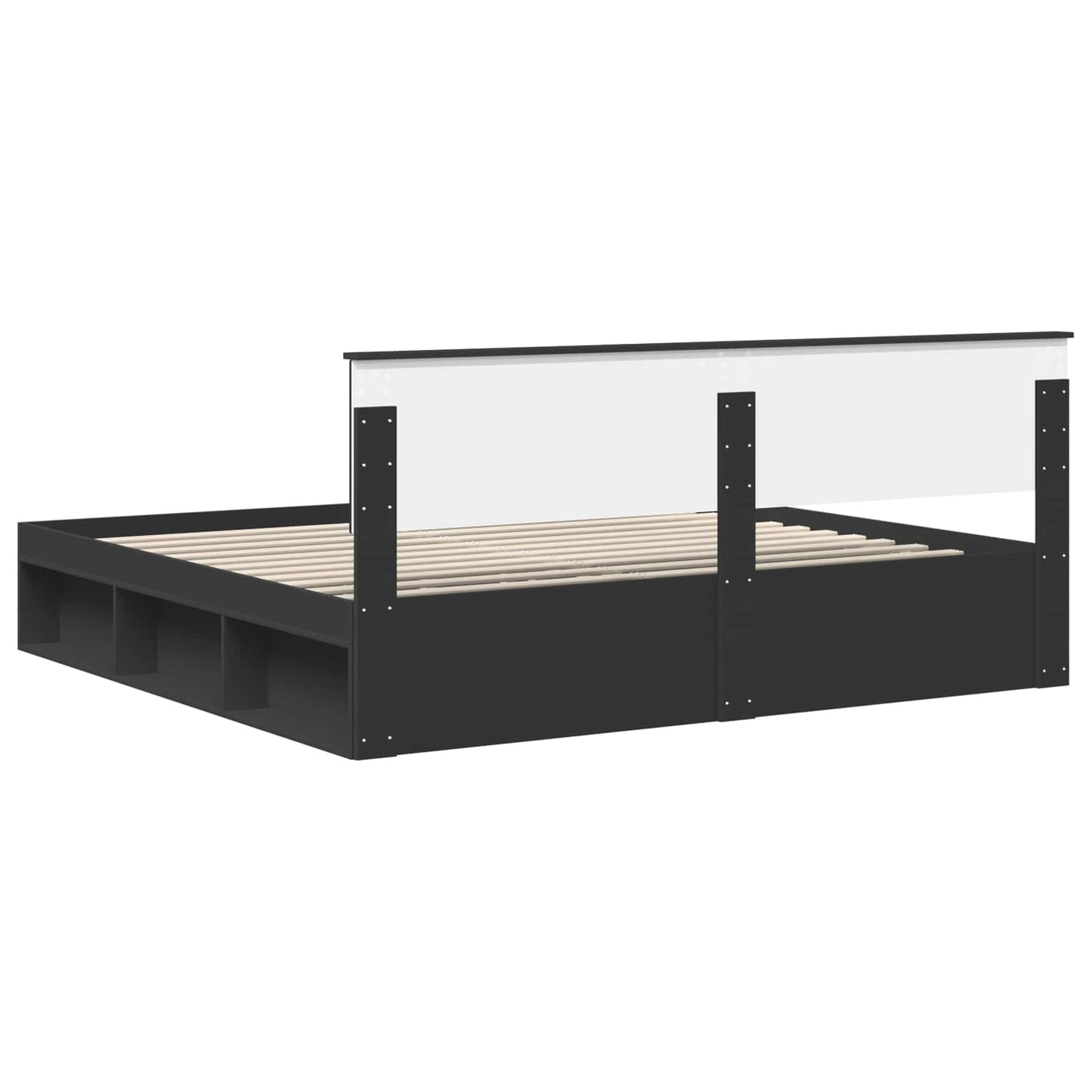 Bettrahmen Schwarz 200 x 200 cm Massives Kiefernholz