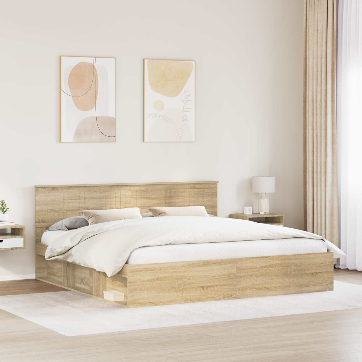 Bettrahmen Sonoma-Eiche 200 x 200 cm Massives Kiefernholz
