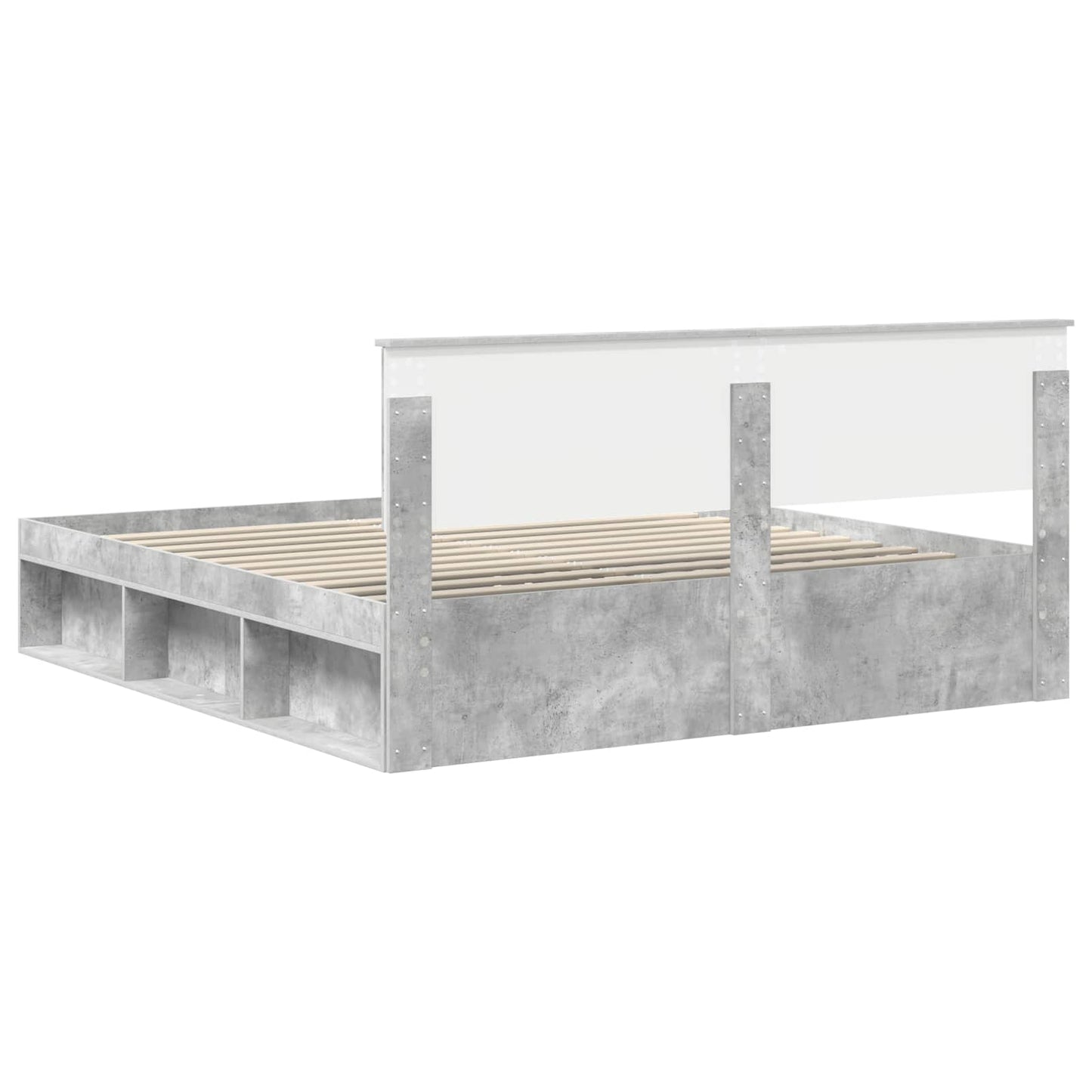 Bettrahmen mit Kopfteil Beton 180 x 200 cm Massives Kiefernholz